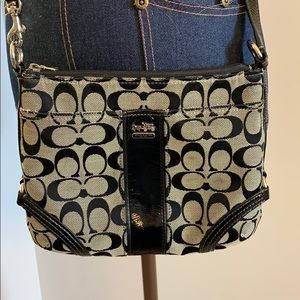 Coach black signature print crossbody bag